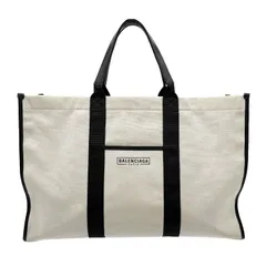 BALENCIAGA バレンシアガ ハードウェアラージ キャンバス トートバッグ レザー ストラップ欠損