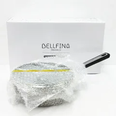 未使用品 BELLFINA ベルフィーナ PREMIUM プレミアム ダイヤモンドエンボスディープパン 20cm A-77441 蓋付 ブラック プレミアムゴールド Z001-08-0204⑦