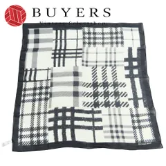【中古】 バーバリー ハンカチ 綿 絹 ブラック ホワイト ライセンス商品 レディース 女性 BURBERRY