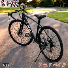 1755 ロードバイク ブラック 700c シマノ製 21段変速 ライト スタンド