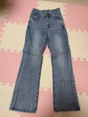 ライトブルー ブーツカット ハイウエスト デニム