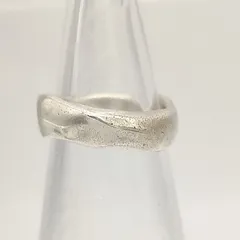 【美品】デザイン　ワイドリング　SILVER　4号　4.2g