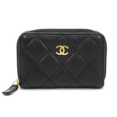 シャネル CHANEL マトラッセ クラシック ジップ コインパース キャビアスキン (レザー) GD金具 ココマーク AP0216 コインケース ラウンドファスナー コンパクトウォレット ミニ財布 レディース ブラック 正規品 中古 mbu13006