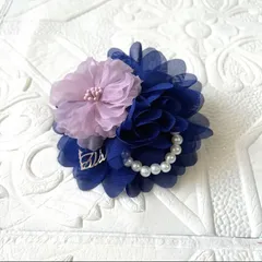 070 ハンドメイド コサージュ パール ビーズ　卒業式　卒園式　入学式　入園式 レース　ネイビー　紺色　結婚式　パーティー　イベント　セレモニー　レース　パールコサージュ　髪飾り　2way
