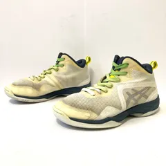 バスケやストリートお好きな方に！【asics】アシックス バスケットボール シューズ LYTE NOVA 1061A002 バッシュ ミドルカット スニーカー スポーティ かっこいい ホワイト×ネイビー レディース 22.5cm/M41964UU