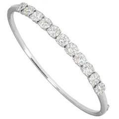 ハーフエタニティ バングル カフ ダイヤモンド 1.68ct K18WG 10.3g ホワイトゴールド メレダイヤ ブレスレット レディース【中古】