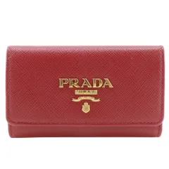 【PRADA】プラダ 4連 1PG222 サフィアーノ 赤 レディース キーケース