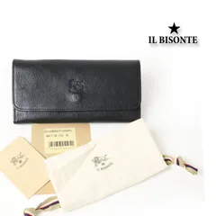 新品 IL BISONTE イルビゾンテ かぶせ 長財布 三つ折り SCW009 ボタン フラップ レザー 本革 イタリアンレザー 牛革 # 202
