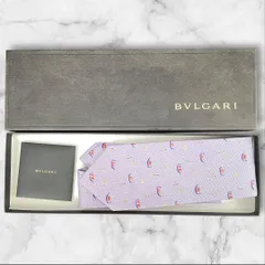 BVLGARI ブルガリ ネクタイ シルク イタリア製 総柄 薄紫 箱付き
