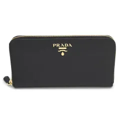プラダ 長財布 サフィアーノ レザー ジップアラウンド 1ML506 QWA F0002 ラウンドファスナー メタルロゴ ブラック 黒 PRADA