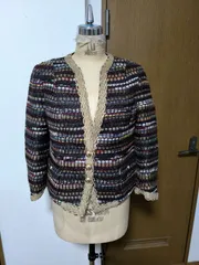 ノーカラージャケット　茶系　ショート