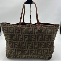 FENDI ズッカ トートバッグ FF ロゴ レザー ズッキーノ キャンバス