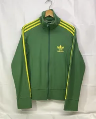 adidas アディダス ロゴ 3ライン トラックジャケット ジャージ サイズ：L カラー：グリーン/イエロー系 古着 ストリート系