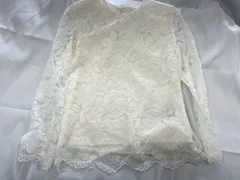 総レースブラウス ブラウス スカラップ 花柄  フォーマル トップス  裏地付き 長袖  ホワイト 上品 db0006