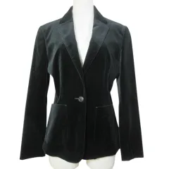 ニューヨーカー NEWYORKER ベロアテーラードジャケット シングル 総裏地 9AR M相当 黒 ブラック /X