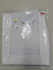 11-2 割烹着　レース付き　白　Ｌサイズ　丈85㎝　和装　昭和レトロ