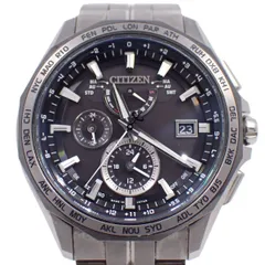 シチズン アテッサ エコドライブ電波 ダブルダイレクトフライト メンズ 腕時計 チタン 黒文字盤 AT9096-57E【いおき質店】