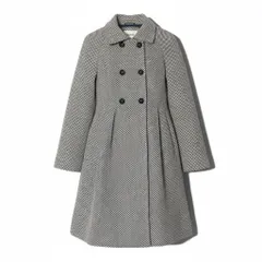 47b3【美品】HERNO ヘルノ ステンカラーコート ウールロングコート ウエスト切替 タック入り アイボリー ブルー ウール100％ レディース 女性用u02t