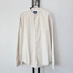 ザラ ライトベージュ チャイナネック リネン シャツ