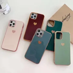 iPhone 14Pro ケース カバー 背面タイプ メタリック メッキ ソフトケース ハート シンプル くすみカラー 上品
