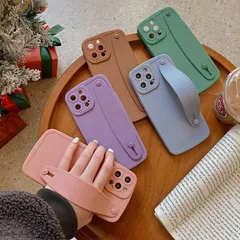 iPhone 12Pro ケース カバー 背面タイプ スマホショルダー ショルダーストラップ ストラップ付き 斜め掛け スマホバンド バンド シリコン カラー カメラ穴カバー フルカバー シンプル くすみカラー