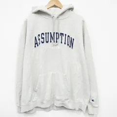 XL/古着 チャンピオン champion 長袖 スウェット パーカー メンズ ASSUMPTION 大きいサイズ 薄グレー 霜降り 25dec15