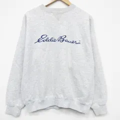 XL/古着 エディーバウアー 長袖 スウェット メンズ 90年代 90s ビッグロゴ クルーネック グレー 霜降り【spe】 25dec15