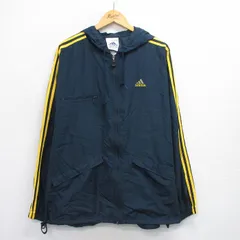 XL/古着 アディダス adidas 長袖 ジャケット パーカー メンズ 90年代 90s ワンポイントロゴ 大きいサイズ 紺他 3本ライン 25dec15