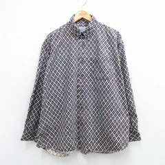 XL/古着 長袖 シャツ メンズ 00年代 00s 総柄 大きいサイズ コットン ボタンダウン 緑系他 25dec15