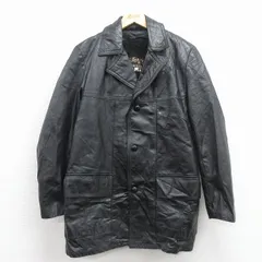 M/古着 シアーズ 長袖 レザー ジャケット メンズ 80年代 80s ロング丈 黒 内側ボア【spe】 25dec15