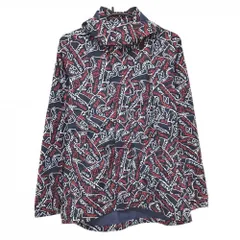 【美品】ニューバランスゴルフ 2WAYジップパーカー ネイビー×白×レッド ロゴ総柄 フード着脱可 メンズ 4(M) ゴルフウェア New Balance