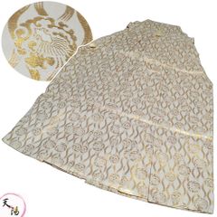 踊り 袴 金襴 踊り用 金襴袴 立涌に雲文模様 乳白色系 Sサイズ （紐下 80cm） 馬乗型 リサイクル品 【中古 袴 踊り 着物 踊り着物 踊り用着物 和服 リサイクル着物 舞踊 着物 踊り用 衣裳 袴 リサイクル着物】