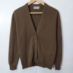 JAEGER イエーガー カシミヤ cashmere カーディガン 長袖 Vネック 無地 シンプル 90s 80s 古着 VINTAGE ブラウン系 36in B99のサムネイル