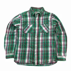 ヒューストン ネルシャツ メンズ XL チェック柄 グリーン ホワイト レッド 長袖 厚手 アメカジ 定番