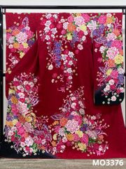 無地振袖 紋意匠 シンプル ベージュ 身丈168cm 撥水加工済 MO3692 