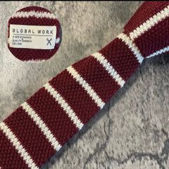 GLOBAL WORK 와인 레드 국경 폴리 에스테르 넥타이 [MSE029]
