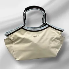 F-015-362　未使用  アニエスベー  ナイロン  レザー  トートバッグ  ミニトート  ベージュ  agnes b. VOYAGE