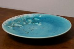 やちむん　魚文様 陶器 鉢 ボウル ブルー 貫入　トルコブルー　作家 やちむん 魚文様 陶器 鉢 ボウル ブルー 貫入 トルコブルー 作家