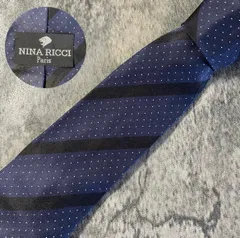 NINA RICCI ニナリッチ ネイビー ドット ストライプ シルク ネクタイ[MSE031]