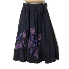 慈雨(ジウ/センソユニコ) ロングスカート サイズ40 M レディース - ダークネイビー×ダークブラウン×マルチ