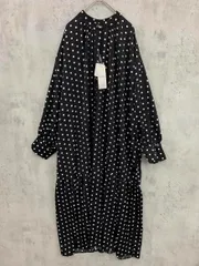 新品 Lowy by Corners ロヴィ バイ コーナーズ K22058 前後 2wayボリュームスリーブシャツ ワンピース sizeL/黒×ドット ■■ レディース