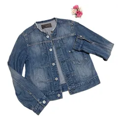 【美品】URBAN RESEARCH DOORS ノーカラーデニムジャケット インディゴ 綿100 ショート丈