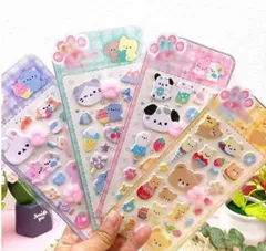 【即日発送】3Dシール 肉球シール  ぷっくりステッカー つやつや立体シール 手帳 日記 デコレーション ぷくぷくシール ぷっくりシール お尻シール デコレーション ランダム デコ素材 文具 デコ活 ぷにぷに 子供