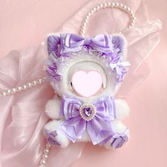おすわりぬい服 紫ニットねこちゃん 11㎝〜15㎝ ちびぐるみ にじぬい