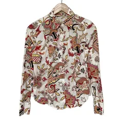 ETRO(エトロ) 長袖シャツブラウス サイズ42 M レディース美品  - 白×レッド×マルチ 花柄