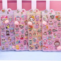 ラブブ　4枚セット　肉球シール　ぷくぷくシール　お尻3Dシール ボンボンシール ドロップシール ぷくぷくシール ステッカーデコ 装飾用 スマホケース飾り ねこ ご褒美シール おしりぷにぷにシール ごほうびシール 立体シール DIY用 可愛いシール 手帳 貼り付