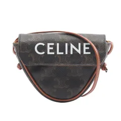 セリーヌ CELINE ショルダーバッグ トリオンフ トライアングル ミニ ブラック/ブラウン PVCコーティングキャンバス レザー トリオンフ トライアングル ミニ ショルダバッグ