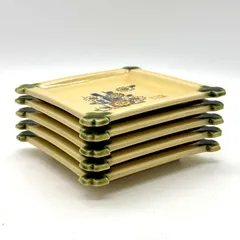 昭和レトロ 銘々皿 スクエア 小皿 取り皿 菊花 クリーム色 陶器