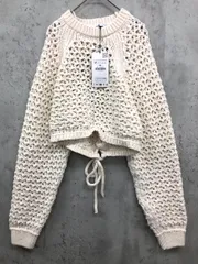 展示品■ZARA ザラ 3859/105/712 バックオープン リボン ニット セーター sizeM/アイボリー ◆■ レディース