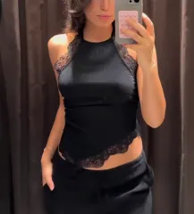 ZARA ザラ テクスチャー レース ホルターネック トップス ザラ ホルター レース トップス